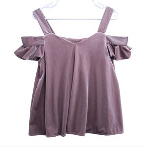 Hippie Laundry Velour Cold Shoulder Shirt Tank Top Womens Medium Dusty Rose NEW